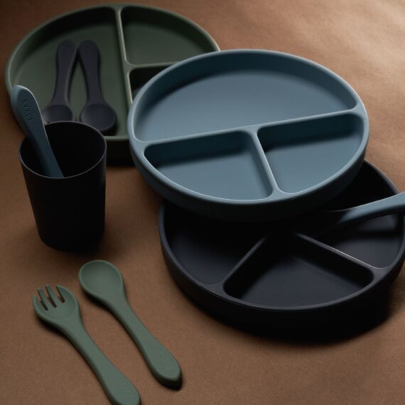 Silicone Spoon and Fork Set (Muted Blue)