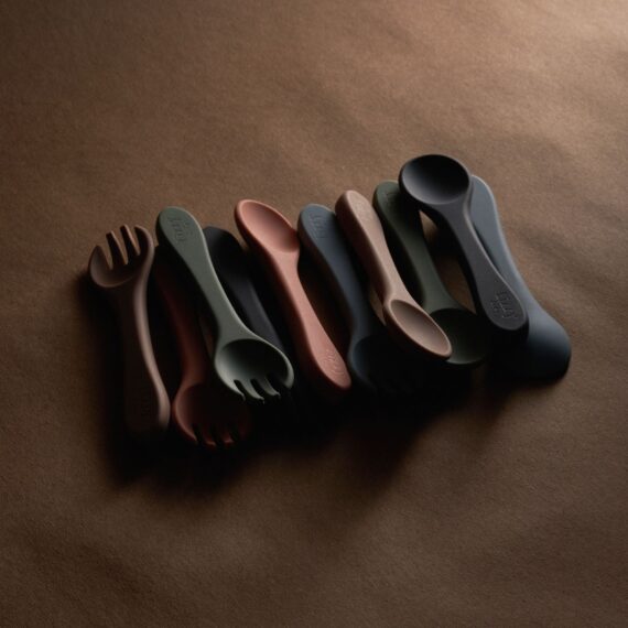 Silicone Spoon and Fork Set (Muted Pink)