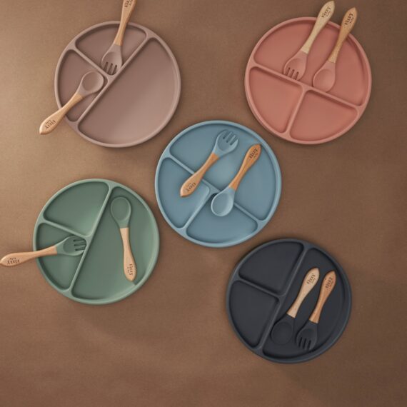 Bamboo Spoon and Fork Set (Muted Blue)
